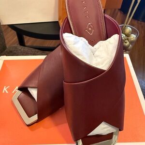 Katy Perry Collections Burgundy Mules with Silver Trim